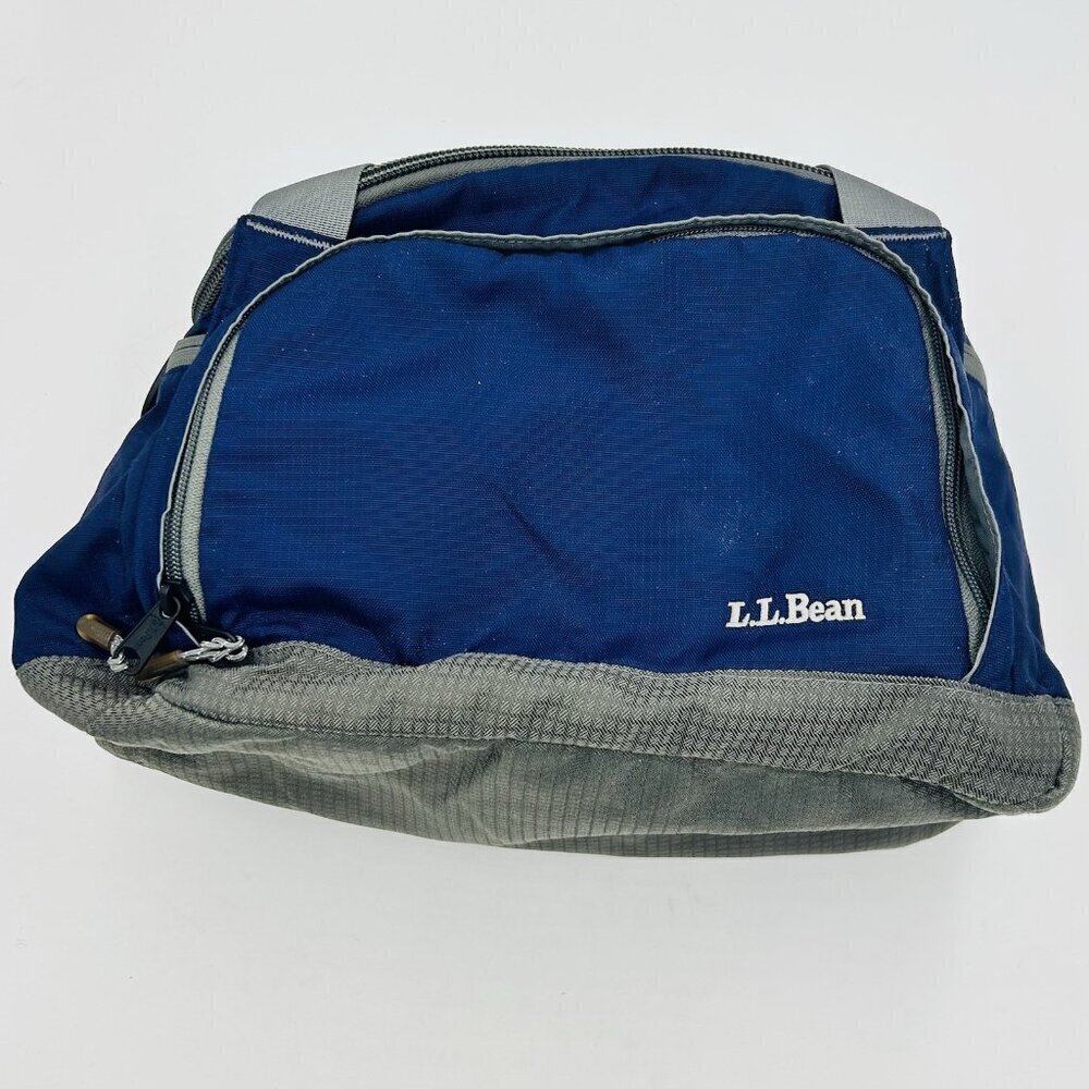 LL Bean Small Gym Travel Double Handle Bag with Built-in Cooler Blue Softshell